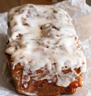 Brown Butter Peach Fritter Cake With Vanilla Glaze