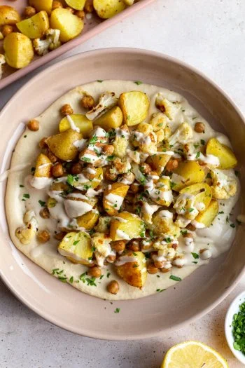 Roasted Potato, Chickpea, and Cauliflower Bowls