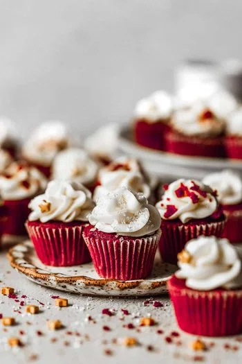 Mini Red Velvet Cupcakes with Cream Cheese Frosting