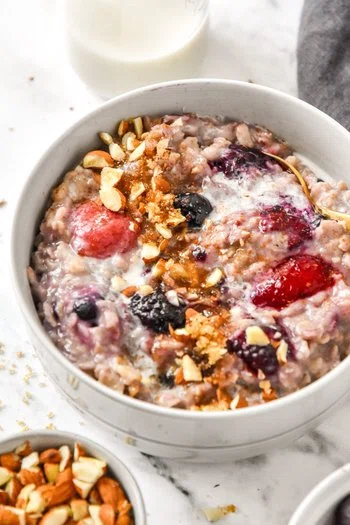 Stovetop Triple Berry Egg White Oatmeal