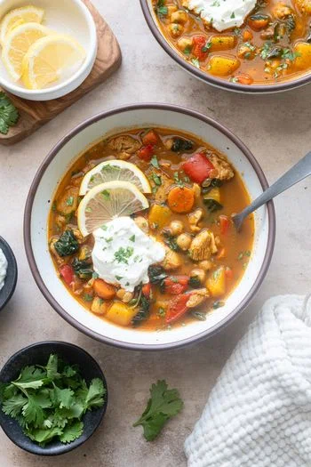 Moroccan Chicken Soup with Chickpeas