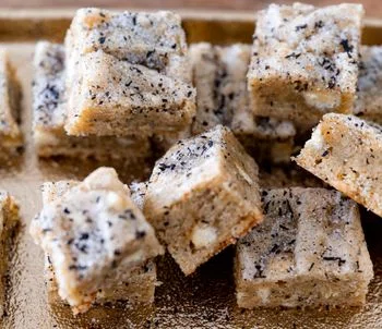 Brown Butter Earl Grey White Chocolate Blondies