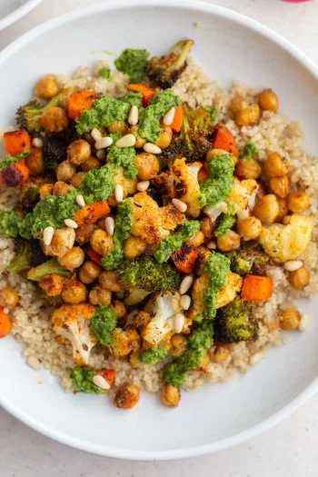 Roasted Veggie Chimichurri Bowls