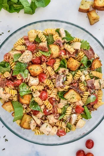 Make-Ahead Chicken Club Pasta Salad