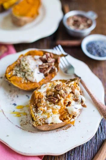 Breakfast Baked Sweet Potatoes