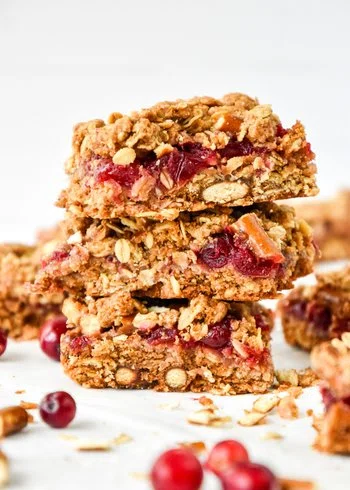 Cranberry Pretzel Oat Crumble Bars