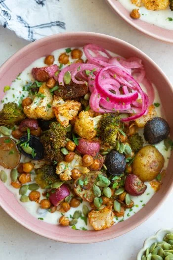 Roasted Veggie Tzatziki Bowls