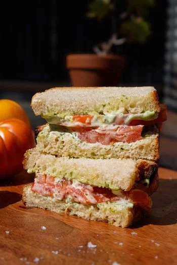 Tomato Sandwich with Basil Mayo