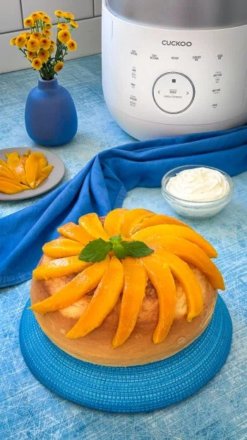 Rice Cooker Mango Cheesecake