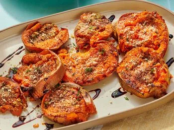 Mediterranean Smashed Sweet Potatoes