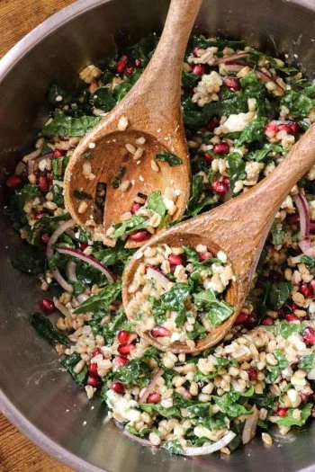 Easy Mediterranean Farro Salad with Mint Vinaigrette
