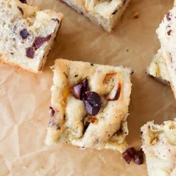 Shallot Black Olive Focaccia Bread