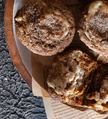 Brown Butter Gingerbread Muffins with Cream Cheese Swirl