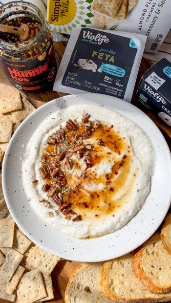 Vegan Hot Honey Whipped Feta Dip