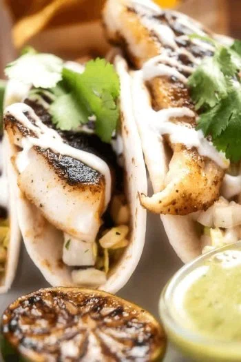 Orange Lime Halibut Fish Tacos