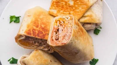 Cheesy Bean and Rice Burrito