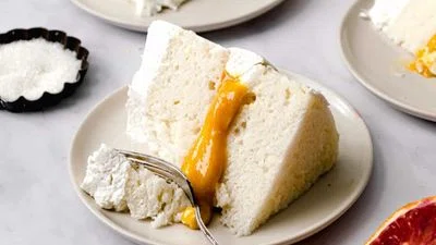 Almond Cake with Blood Orange Curd and Mascarpone Frosting