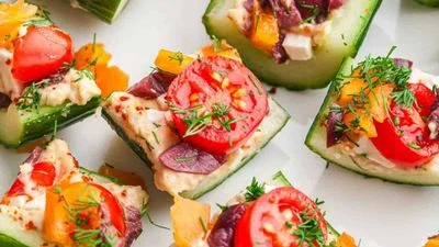 Mediterranean Stuffed Cucumber Cups