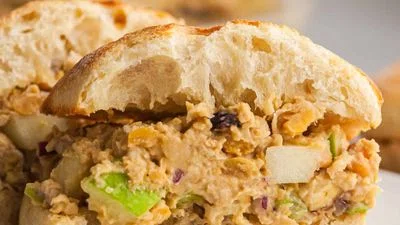 Chickpea Chicken Salad with Tahini-Mustard Dressing
