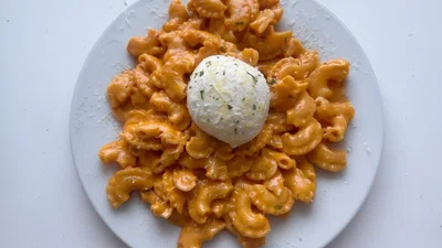 Creamy Gochujang Pasta with Roasted Garlic & Burrata