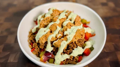 Creamy Beef & Potato Bowl with Spicy Cilantro Lime Crema