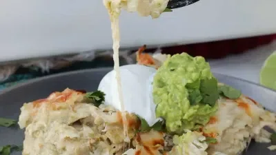 Chicken Enchilada Casserole with Creamy Salsa Verde