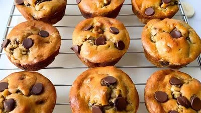 Flourless Banana Chocolate Chip Muffins