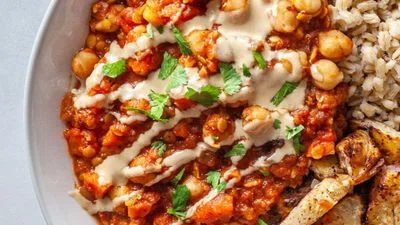Smoky Slow Cooker Stewed Lentils and Chickpeas