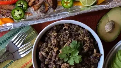 Portobello Mushroom Fajitas with Spiced Black Beans