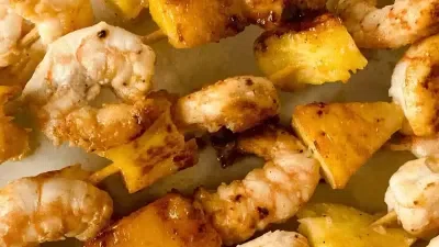 Hawaiian Garlic Shrimp Skewers