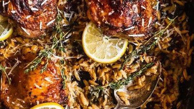 Creamy Tuscan Chicken And Orzo Skillet