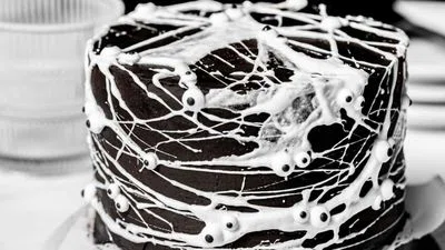 Black Cocoa Spider Web Cake