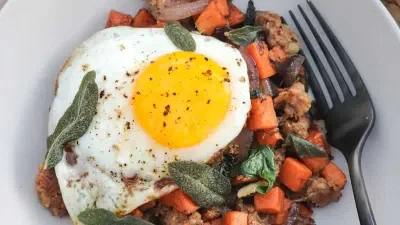 Sweet Potato Breakfast Hash with Sausage and Sage