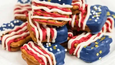 Patriotic Pretzels Covered with Chocolate
