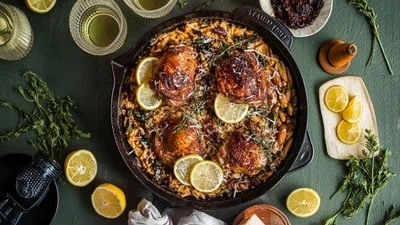 Creamy Tuscan Chicken And Orzo Skillet