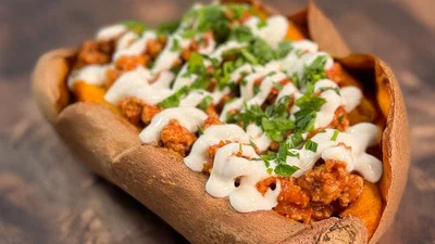 High-Protein Turkey Stuffed Sweet Potatoes