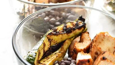 Meal Prep Chipotle Grilled Chicken with Seasoned Black Beans and Zucchini