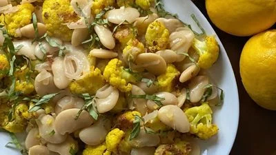 Roasted Cauliflower with Butter Beans