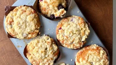 Bakery-Style Lemon Blueberry Muffin