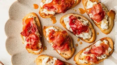 Crispy Prosciutto & Burrata Crostini