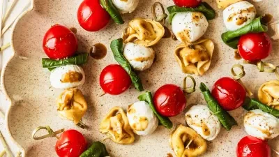 15-Minute Tortellini Caprese Skewers
