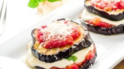 Grilled Eggplant Parmesan Stacks