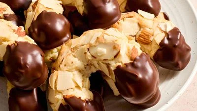 Chocolate Dipped Almond Horn Cookies