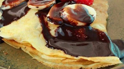 Dessert Crepes with Homemade Chocolate Sauce