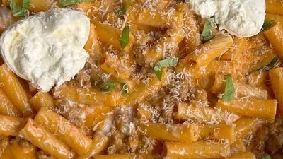 Creamy Sausage Pasta with Burrata