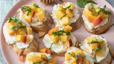 Peach and Ricotta Crostini