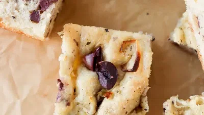 Shallot Black Olive Focaccia Bread