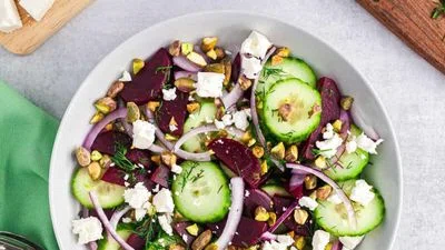 Beets and Cucumber Salad with White Beans