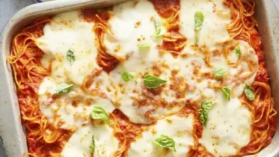 Four-Cheese Baked Spaghetti