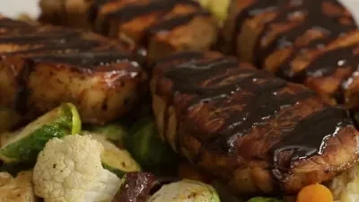 Sheet Pan Honey Balsamic Pork Chops and Vegetables